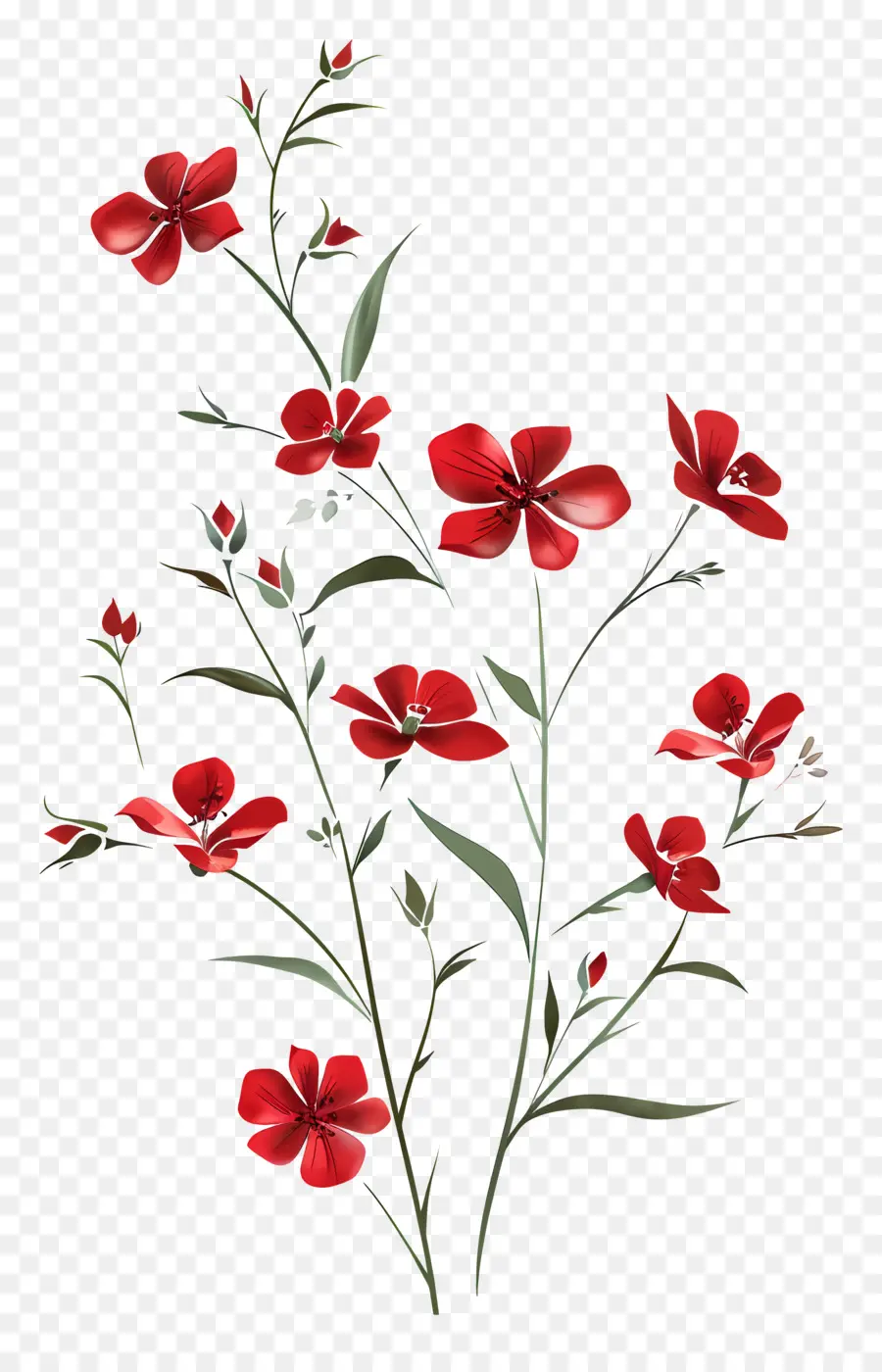 Flores Vermelhas，Floral Padrão PNG
