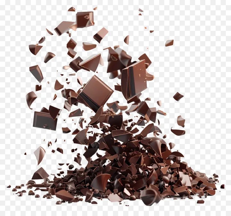 Chocolate Caindo，Pedaços De Chocolate PNG