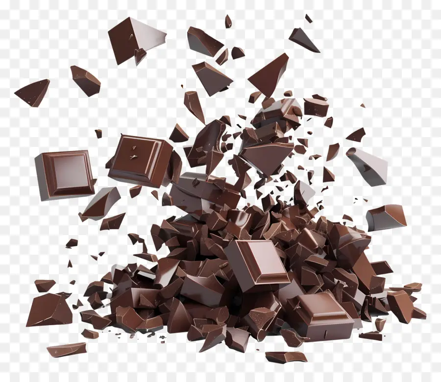 Chocolate Caindo，Pedaços De Chocolate PNG