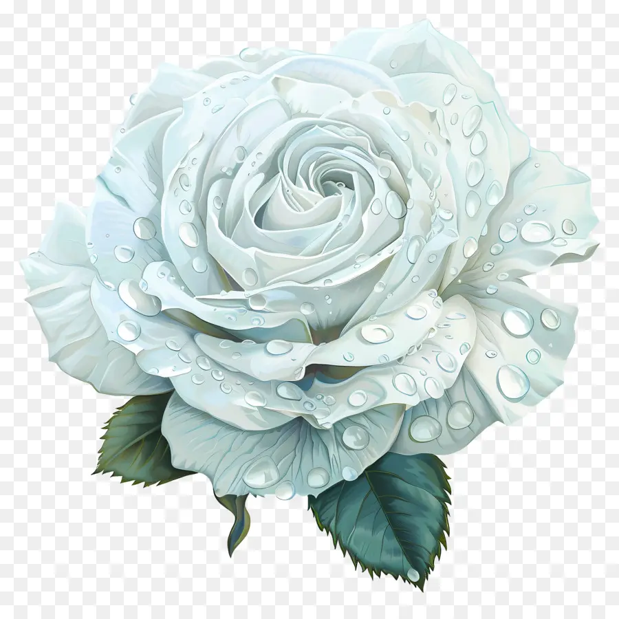 Rosa Branca，As Gotas De água PNG