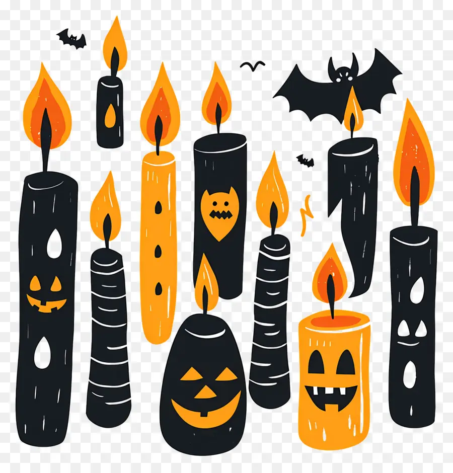 Halloween Velas，Velas Assustadoras PNG