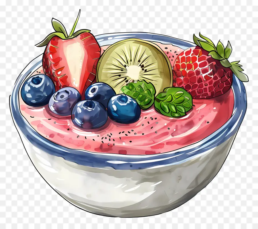 Tigela De Smoothie，Tigela De Frutas Vermelhas PNG