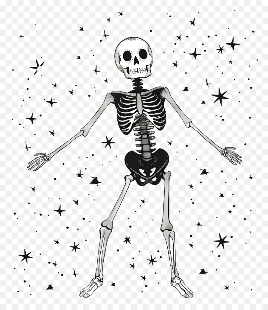Esqueleto，Céu Estrelado PNG