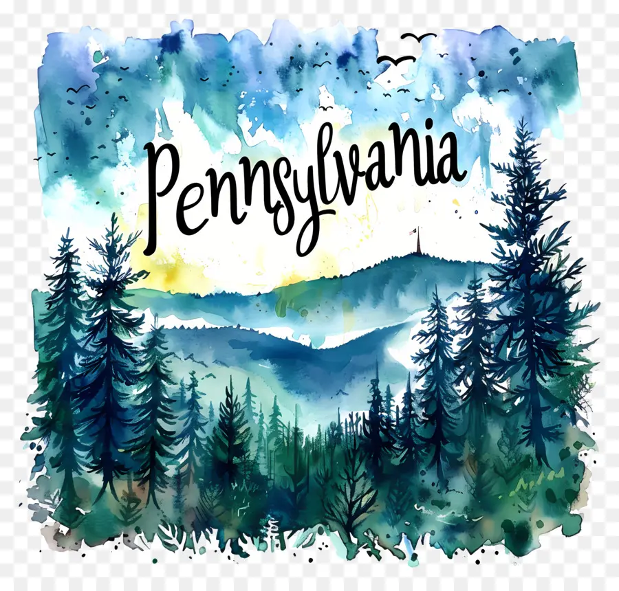 Pensilvânia，Pintura Em Aquarela PNG