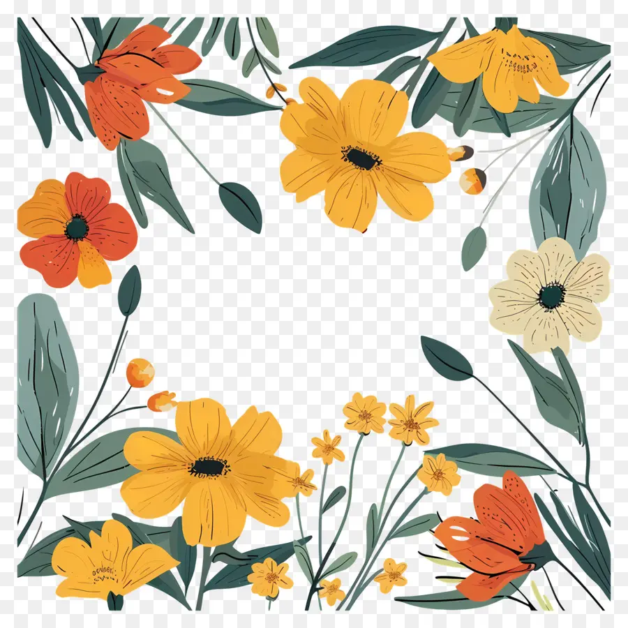 Flower Frame，Flores PNG