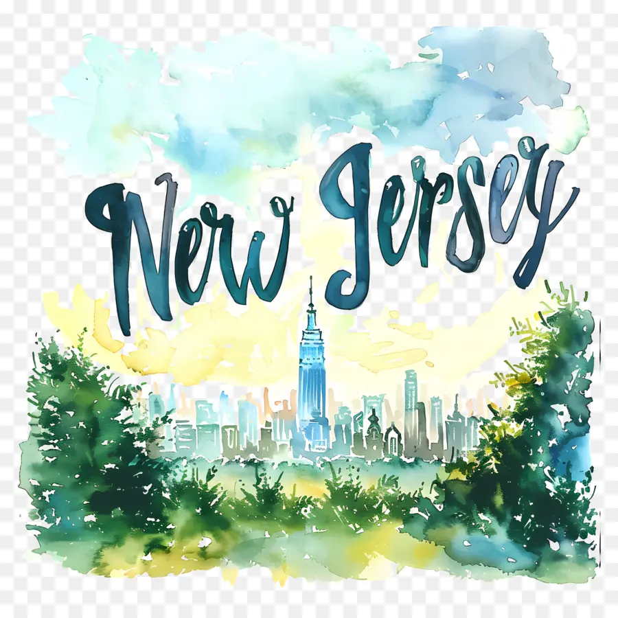 Nova Jersey，Pintura Em Aquarela PNG