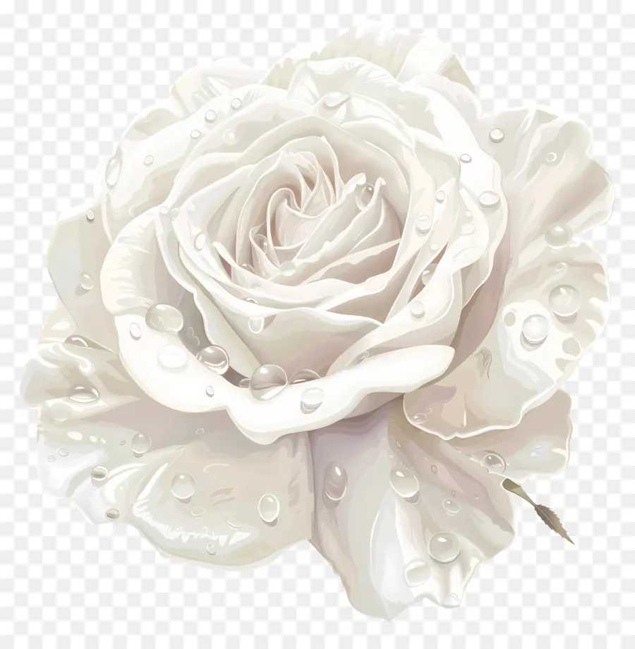 Rosa Branca，As Gotas De água PNG