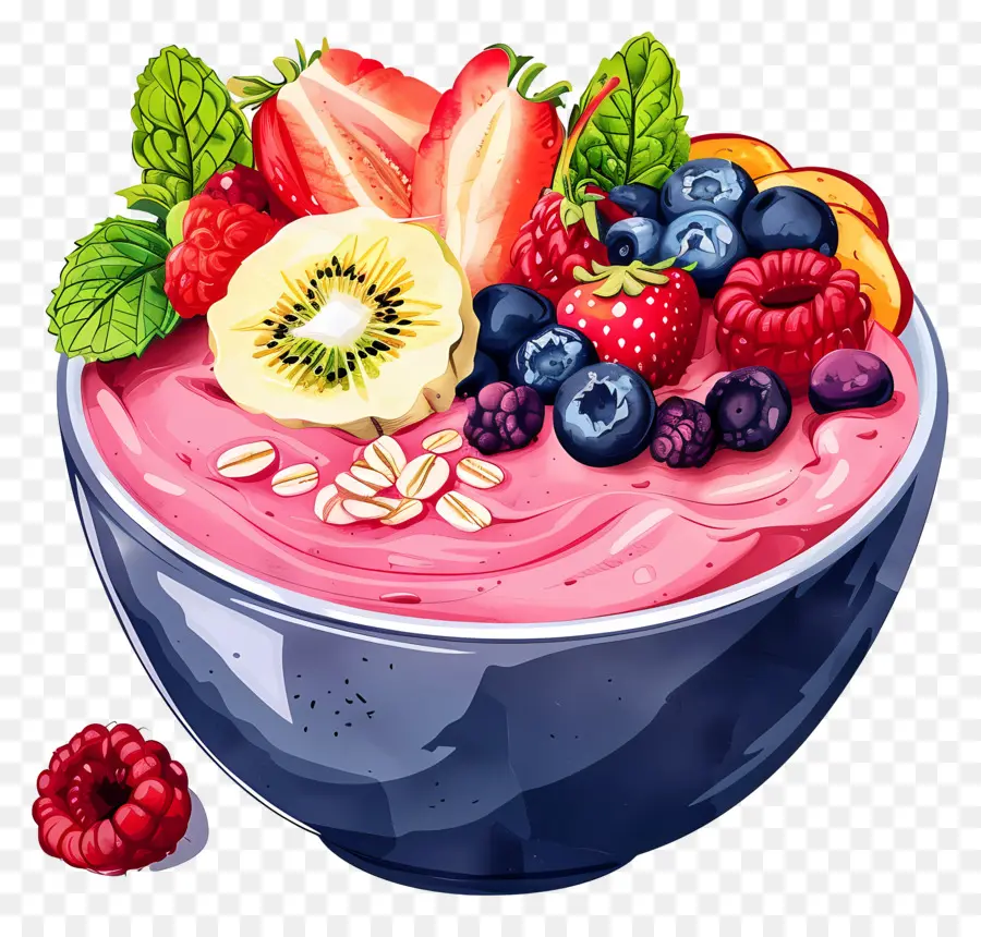 Tigela De Smoothie，Tigela De Frutas Vermelhas PNG