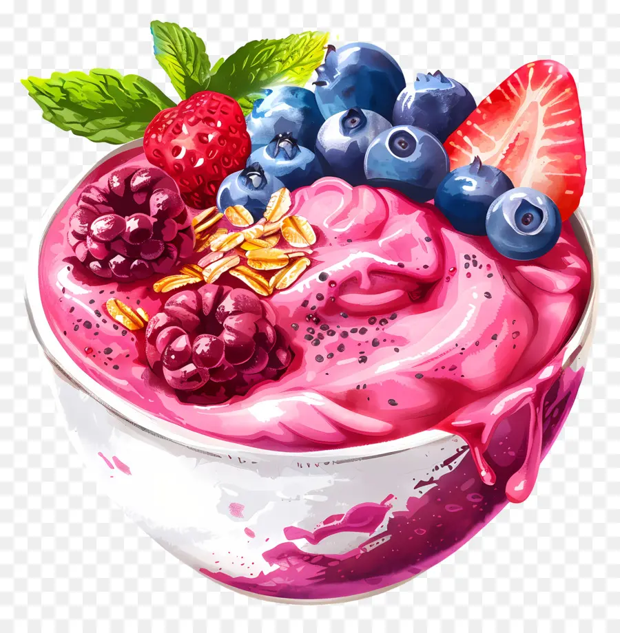 Tigela De Smoothie，Iogurte De Frutas Vermelhas PNG