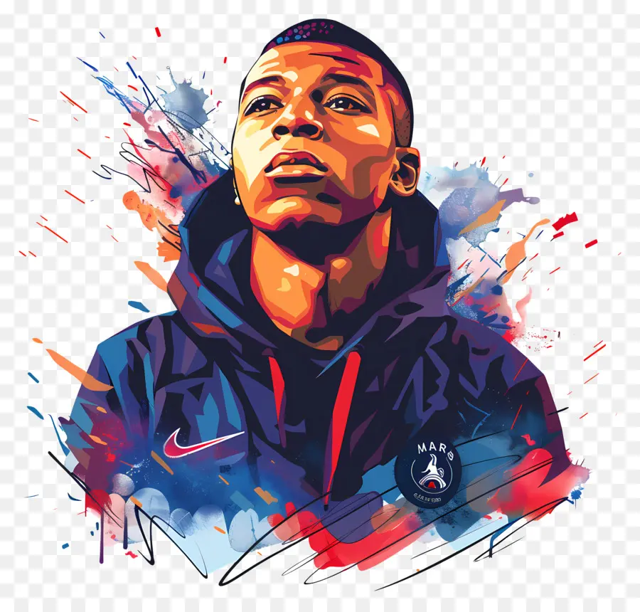 Kylian Mbappé，Pintura De Retrato PNG