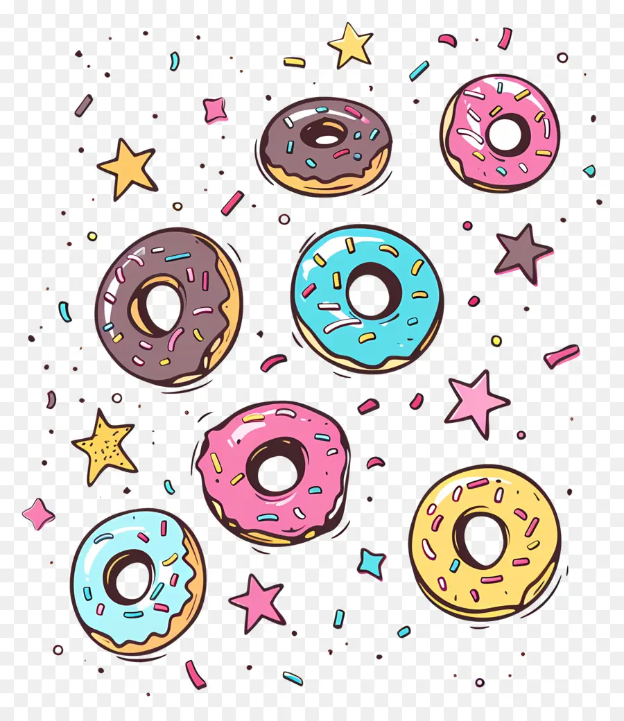 Donuts E Estrelas，Donuts PNG