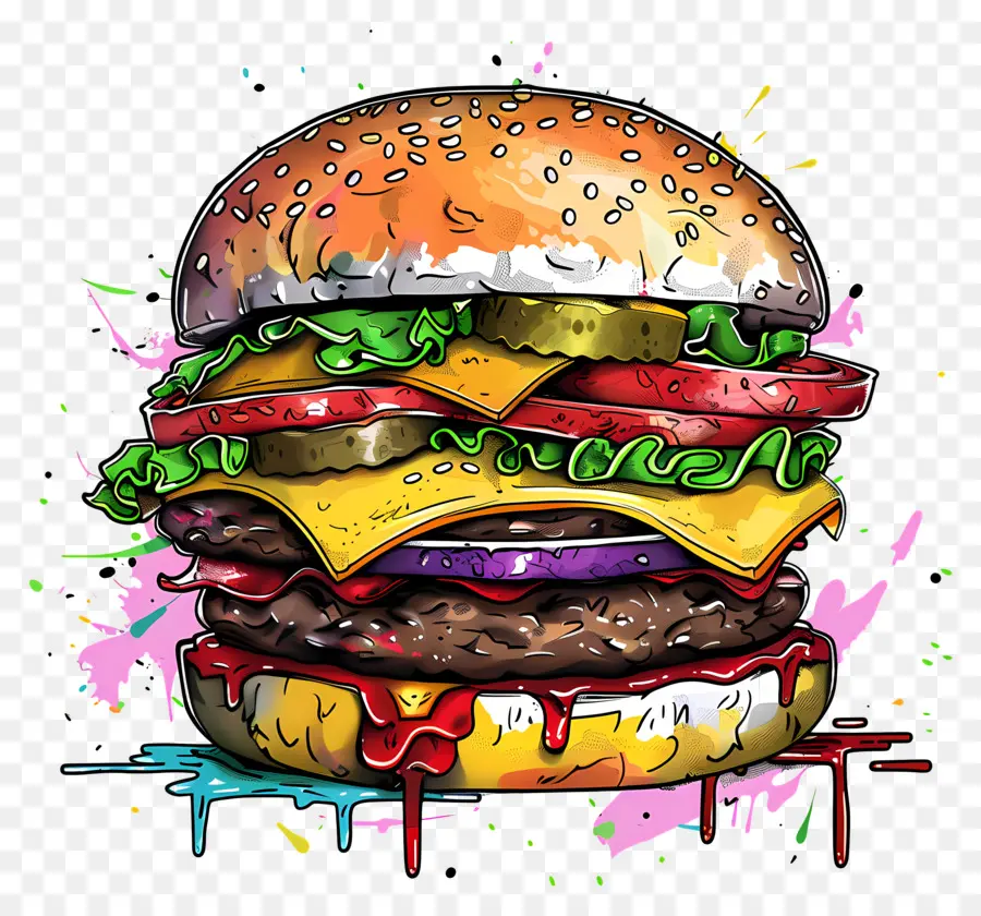 Double Cheeseburger，Hamburger PNG