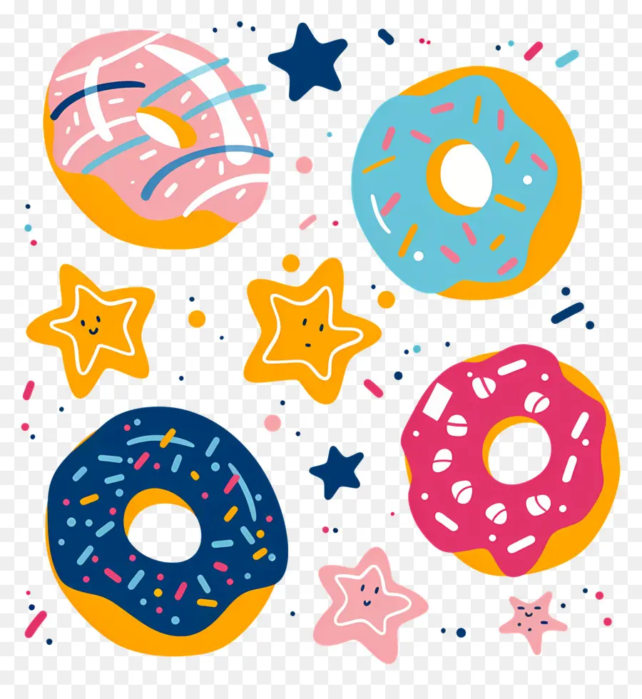 Donuts E Estrelas，Donuts PNG