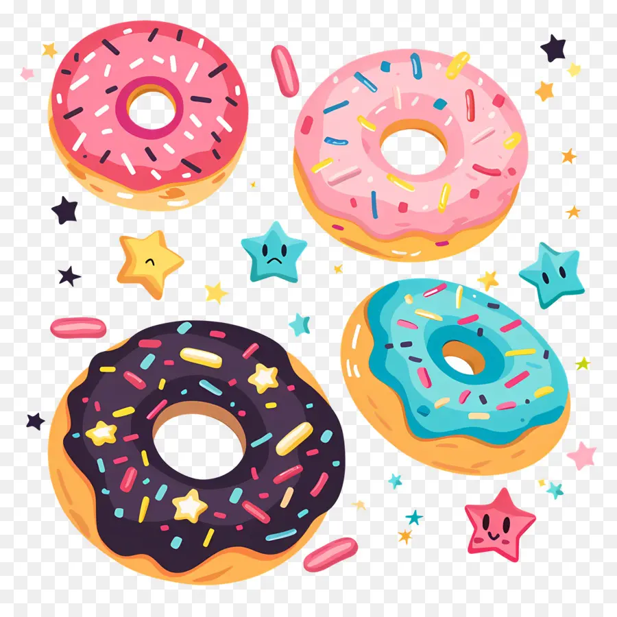 Donuts E Estrelas，Donuts PNG