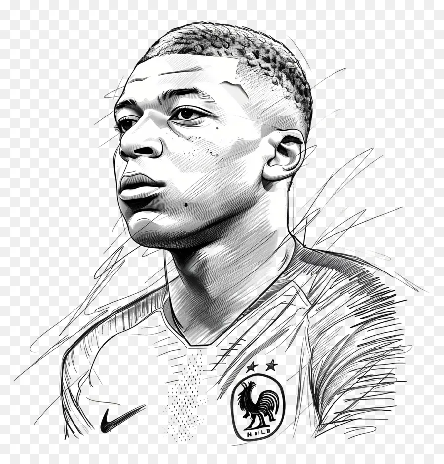 Kylian Mbappé，Esboço Retrato PNG