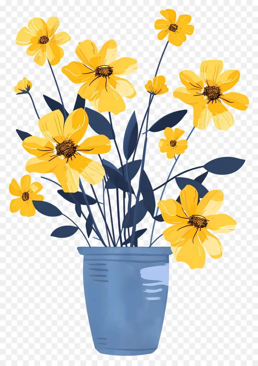 Flores Amarelas，Vaso PNG