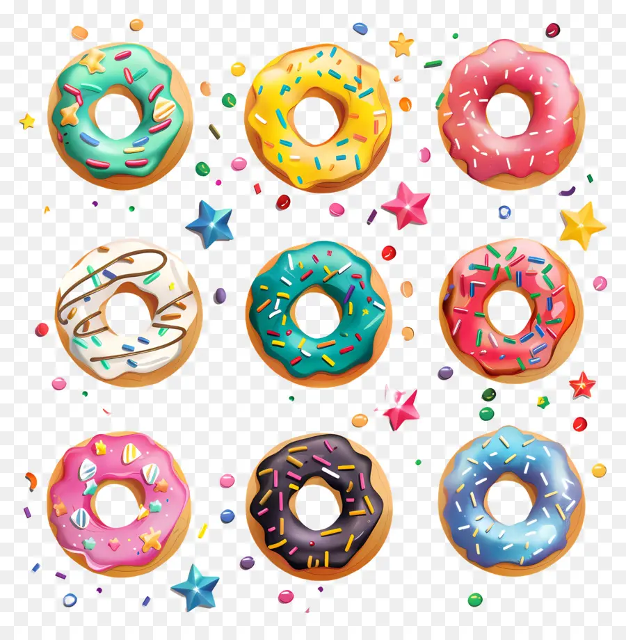 Donuts E Estrelas，Doughnuts PNG