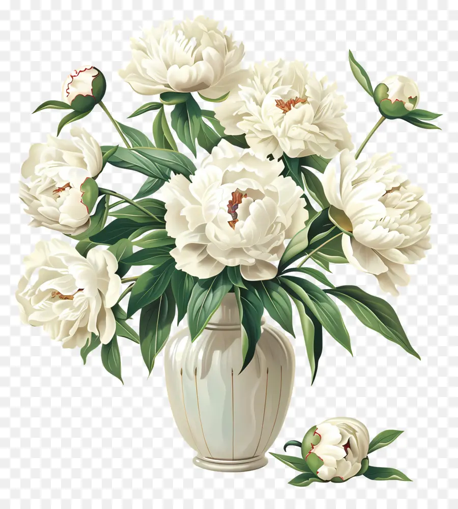 Branco Peônias，Arranjo De Flores PNG