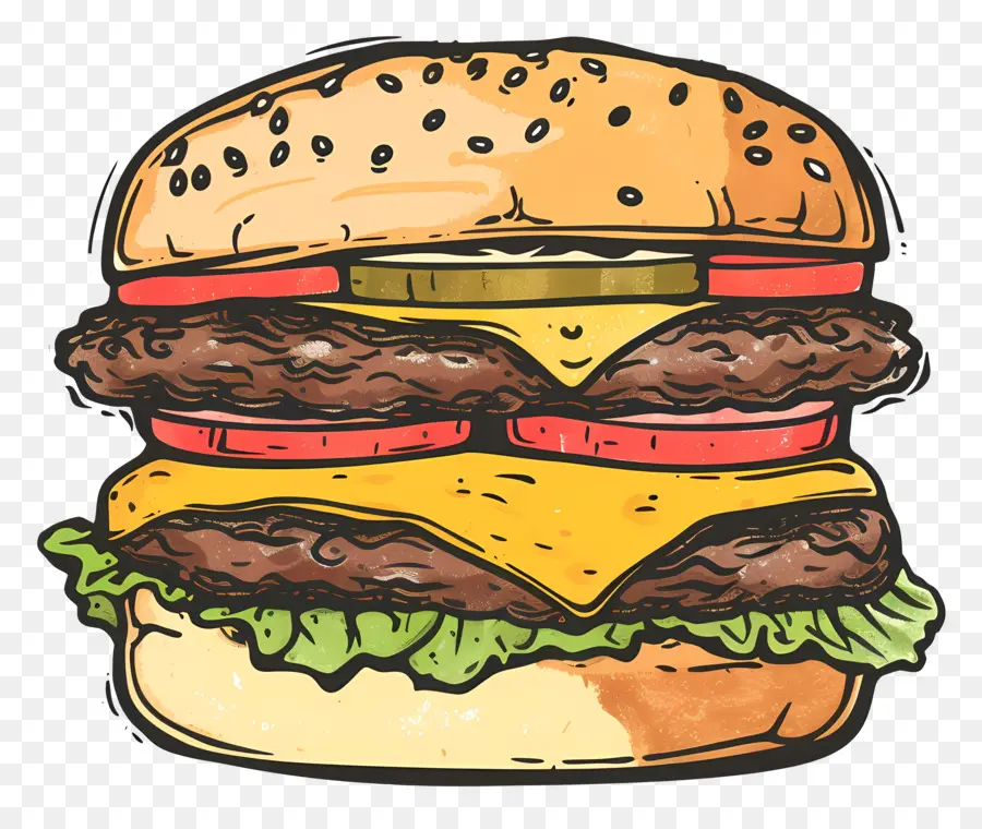 Double Cheeseburger，Hamburger PNG