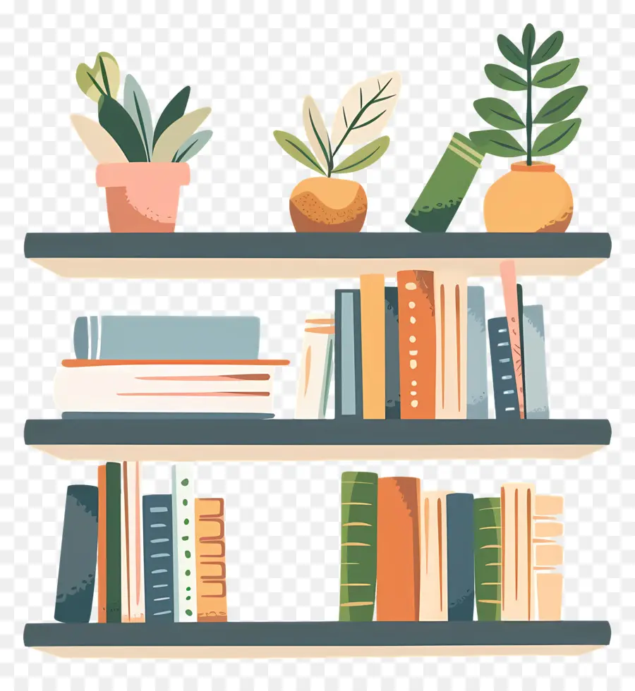 Bookshelf，Vasos De Plantas PNG