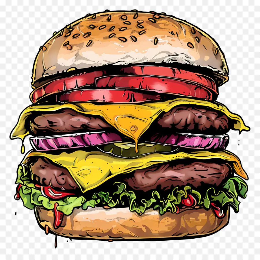 Double Cheeseburger，Hamburger PNG