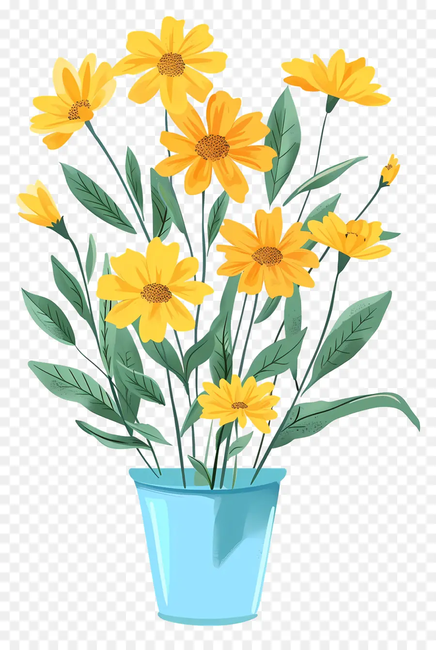 Flores Amarelas，O Vaso De Flor PNG