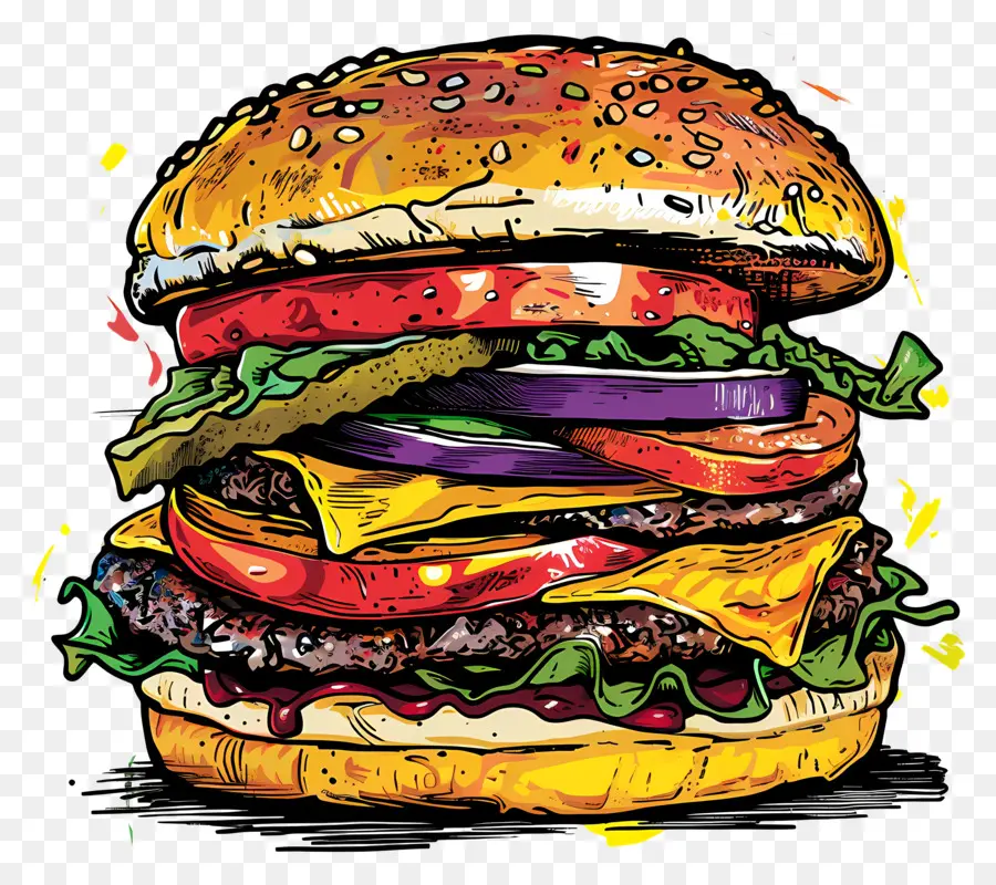 Double Cheeseburger，Hamburger PNG