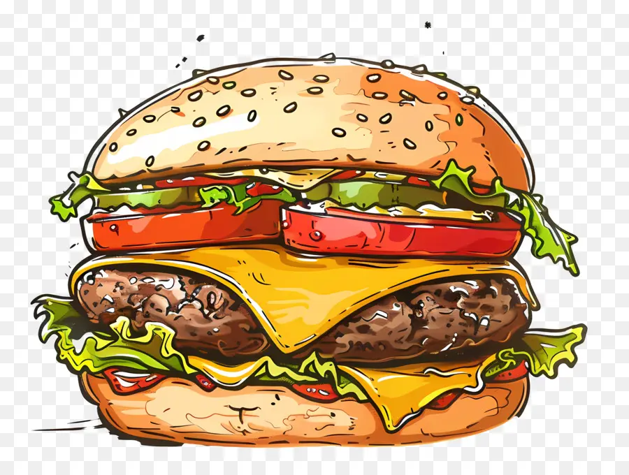 Double Cheeseburger，Hamburger PNG