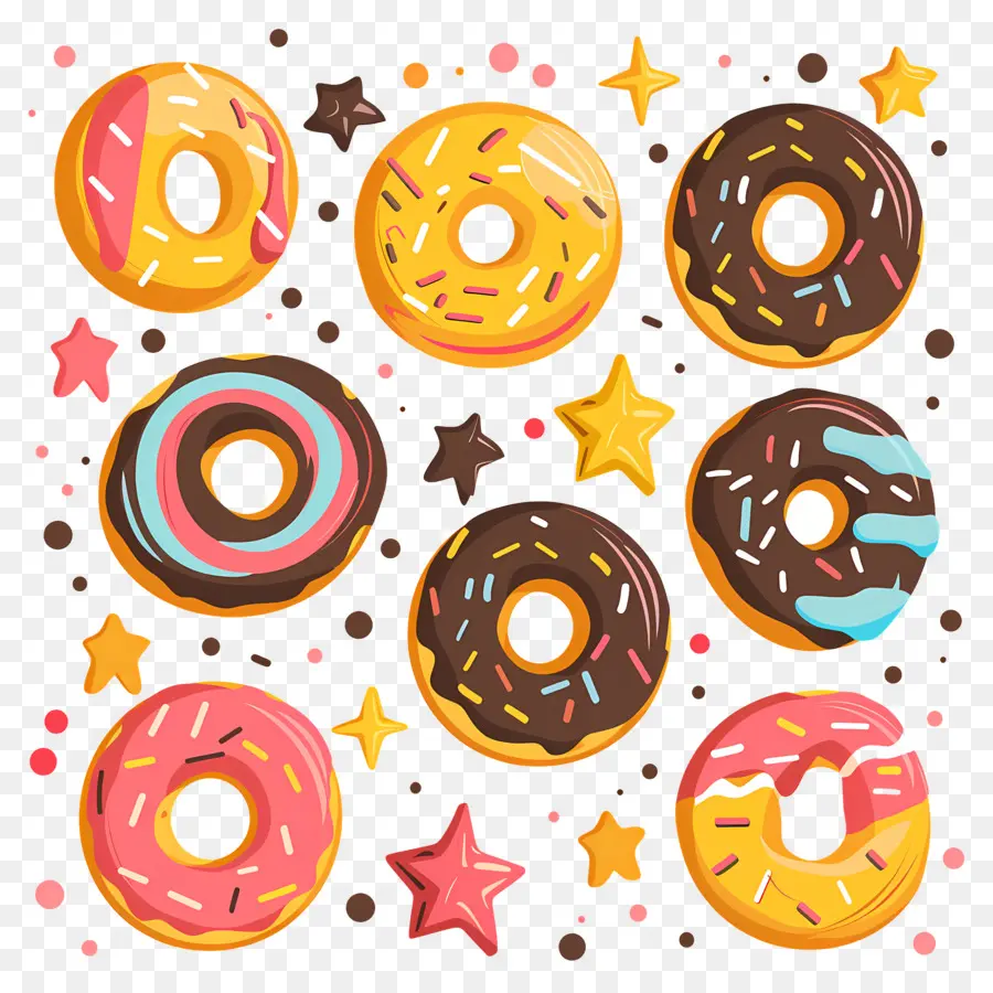 Donuts E Estrelas，Donuts PNG