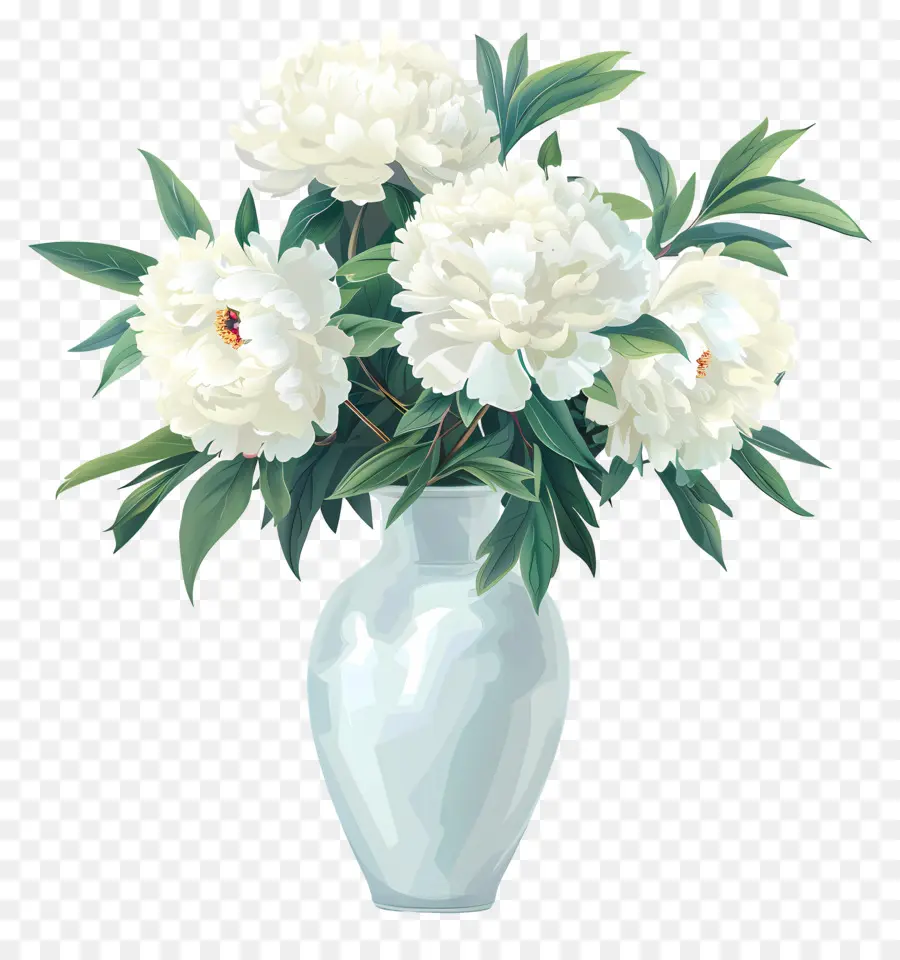 Branco Peônias，Flores Frescas PNG