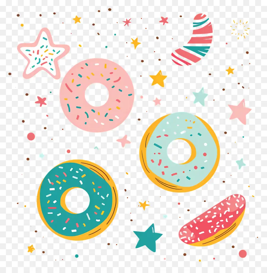 Donuts E Estrelas，Donuts PNG