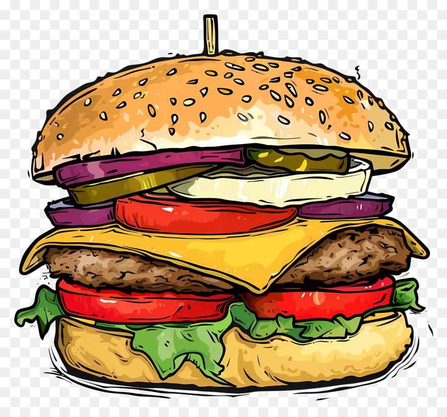 Double Cheeseburger，Hamburger PNG