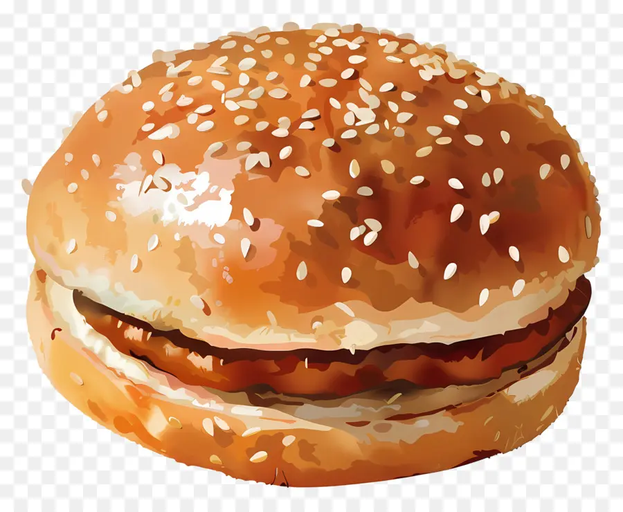 Bun De Gergelim，Hamburger PNG