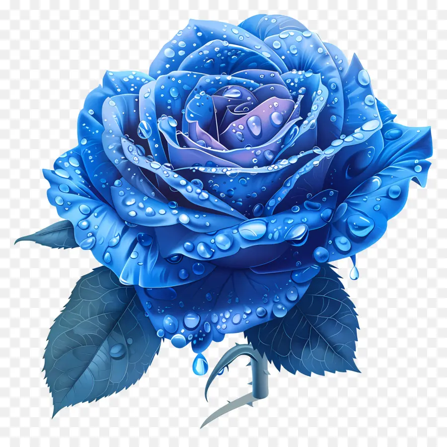 Rosa Azul，As Gotas De água PNG