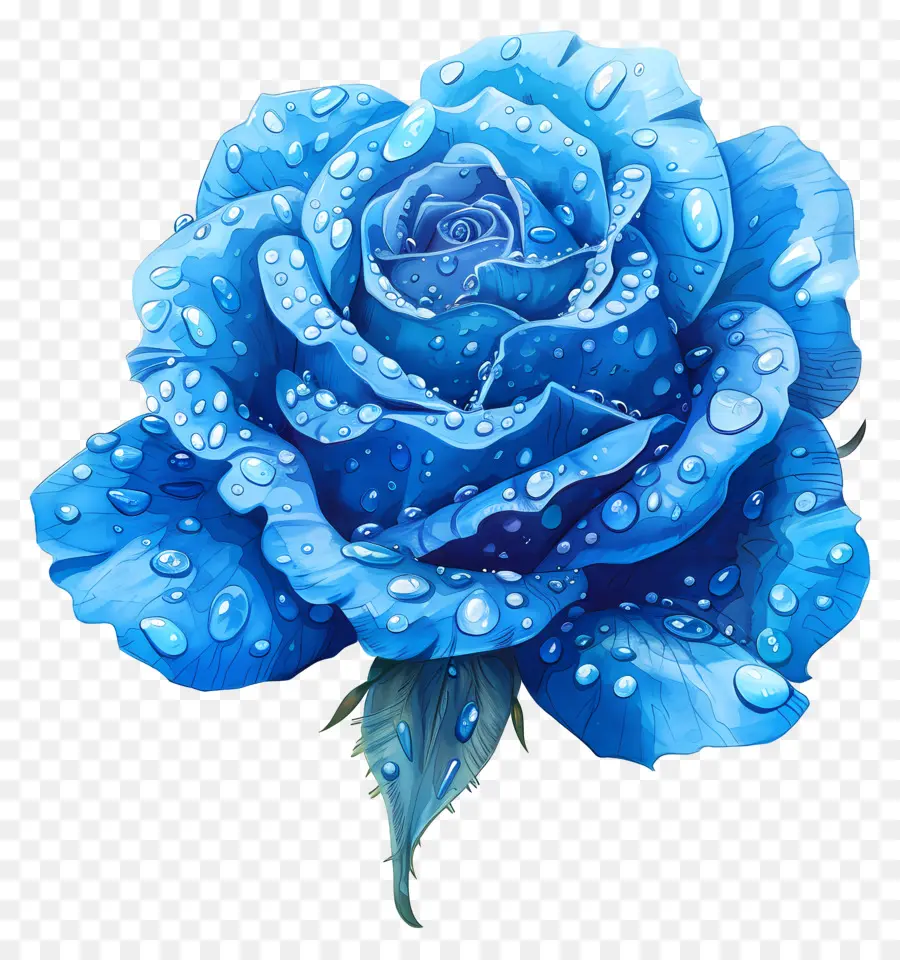 Rosa Azul，As Gotas De água PNG