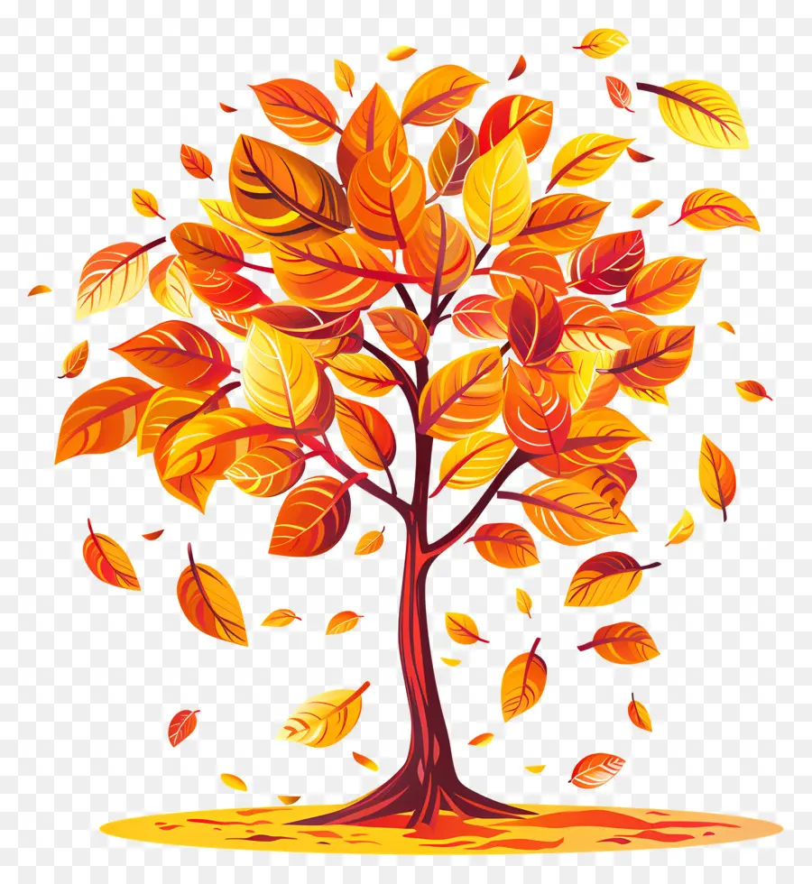 Autumn Tree，Folhas Caindo PNG