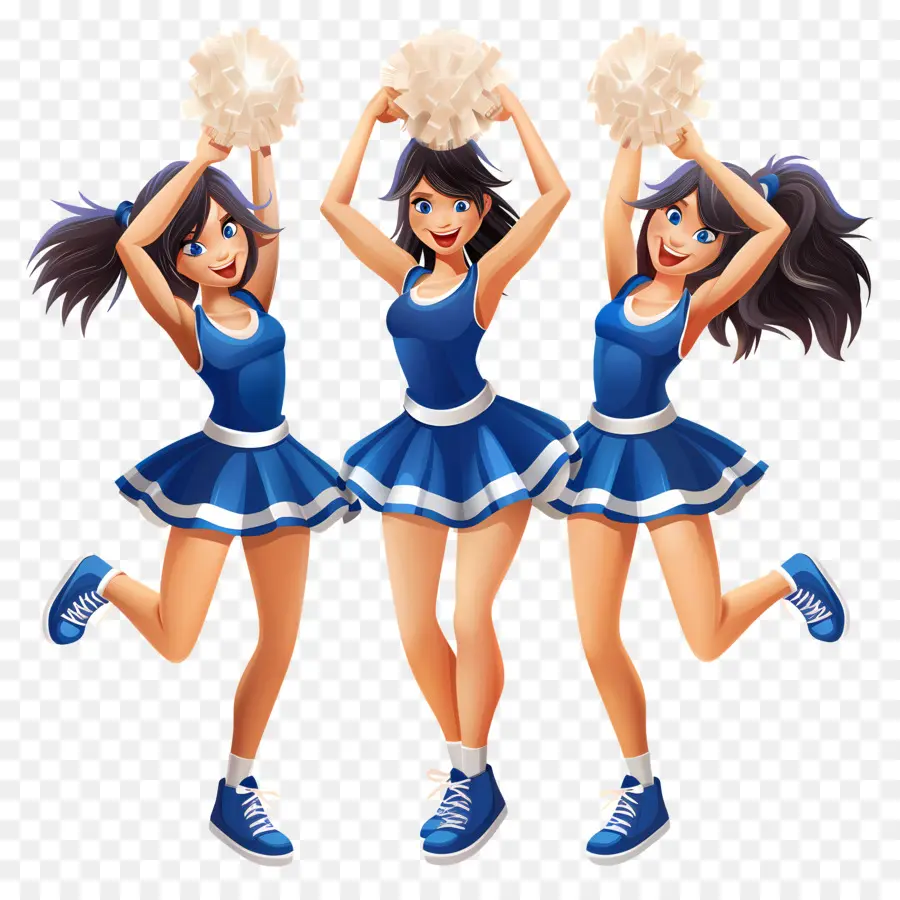Cheerleaders，Uniformes Azuis E Brancos PNG