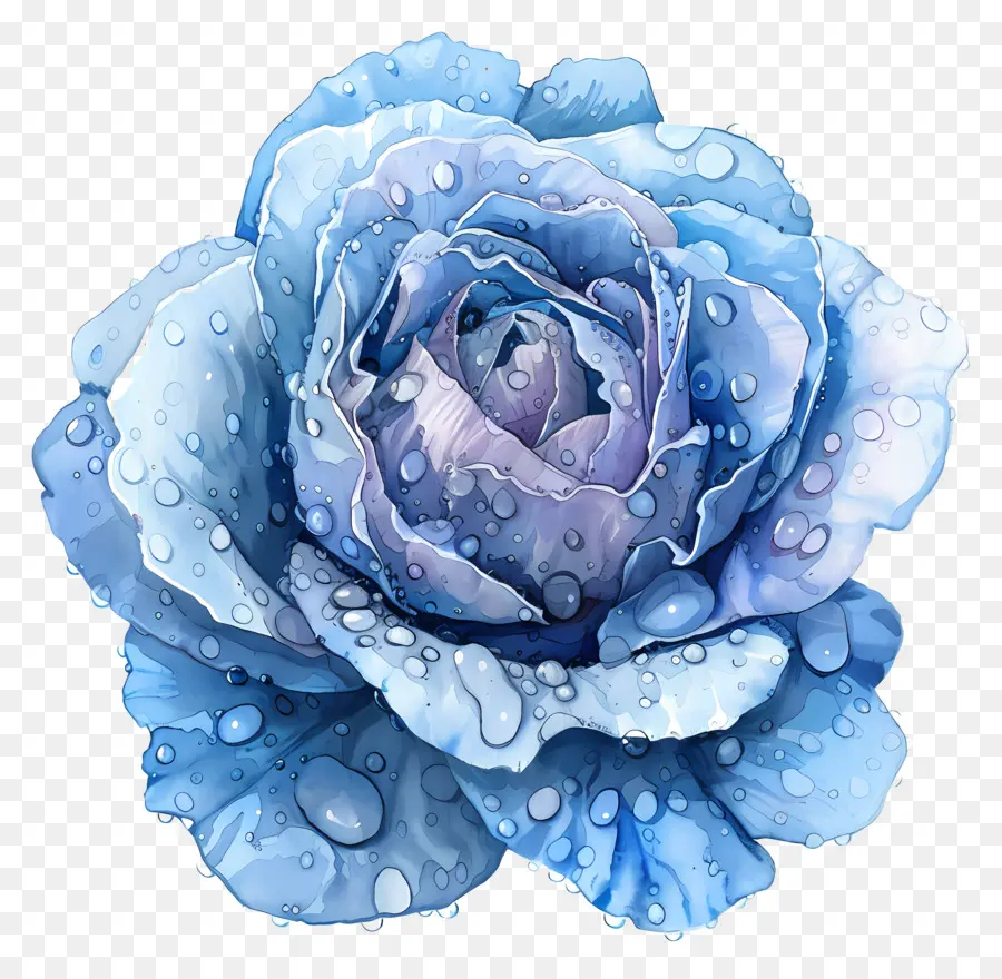 Rosa Azul，As Gotas De água PNG