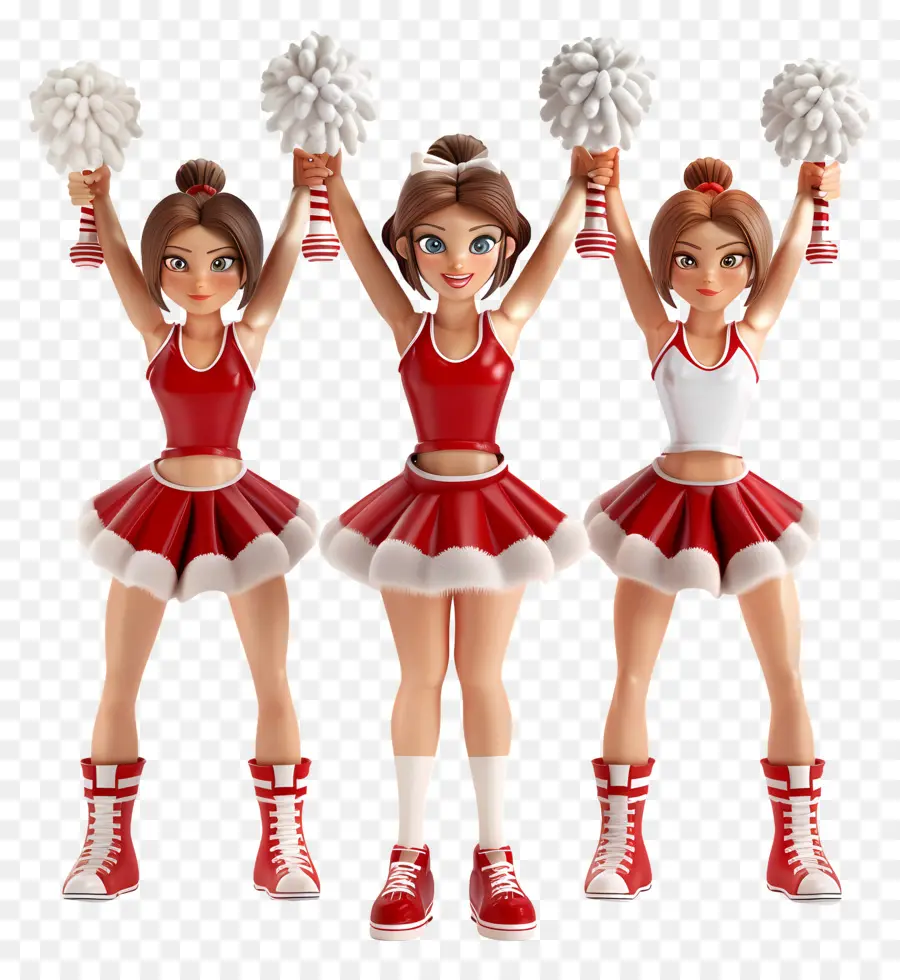 Cheerleaders，Uniformes Vermelhos E Brancos PNG