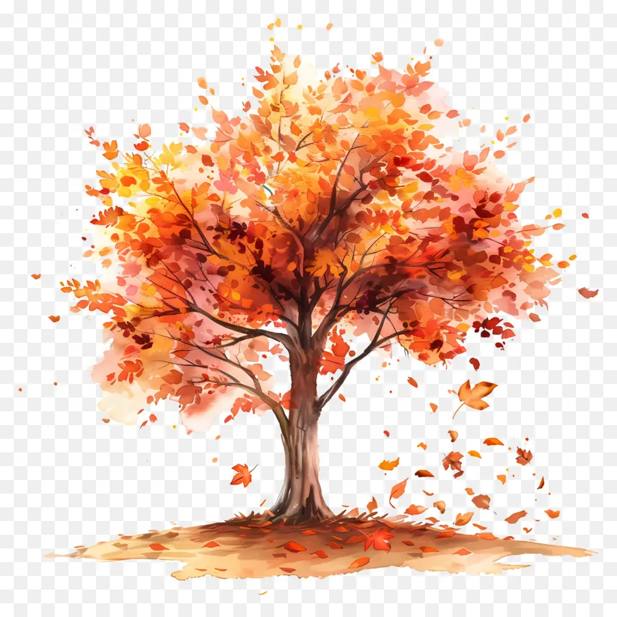 Autumn Tree，Folhas Caindo PNG