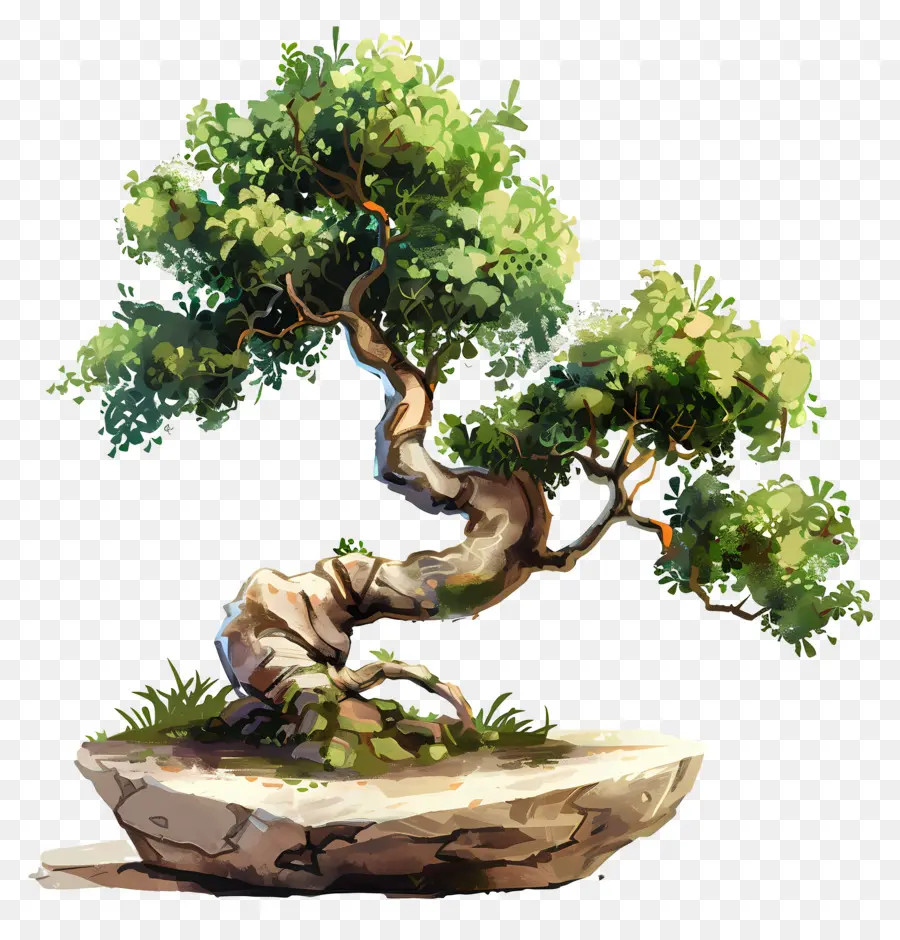 Uma árvore Bonsai，Formação Rochosa PNG