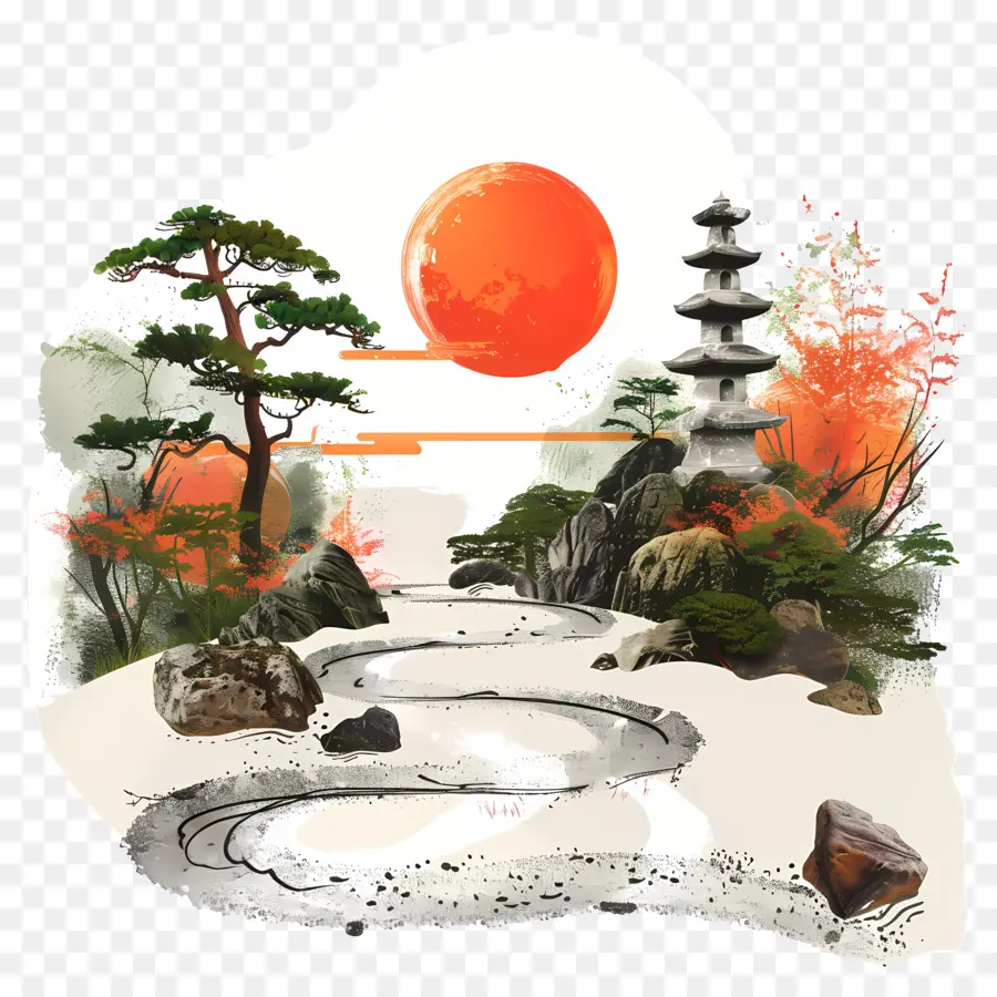Jardim Zen，Japonês Paisagem PNG