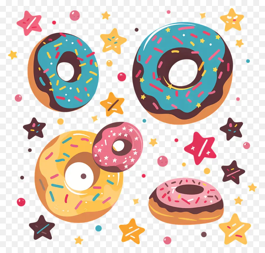 Donuts E Estrelas，Donuts PNG