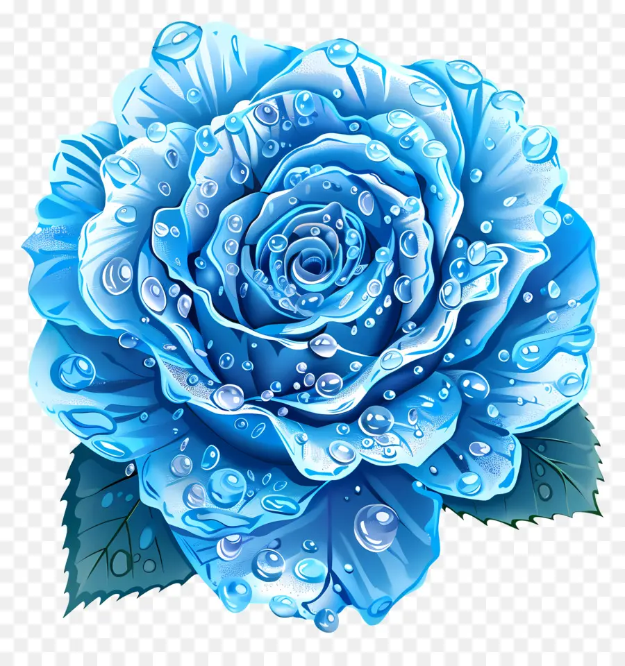 Rosa Azul，As Gotas De água PNG