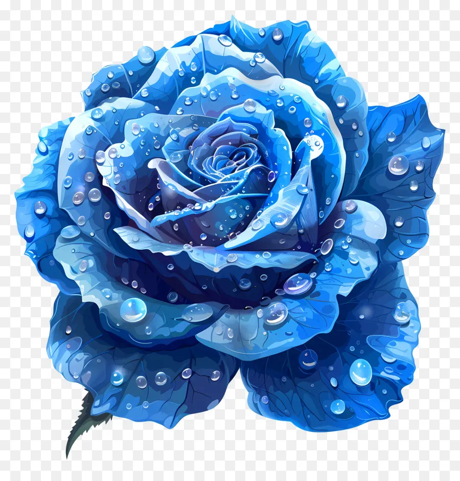 Rosa Azul，As Gotas De água PNG