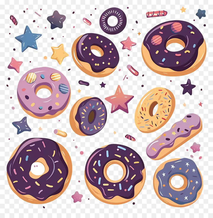 Donuts E Estrelas，Donuts PNG