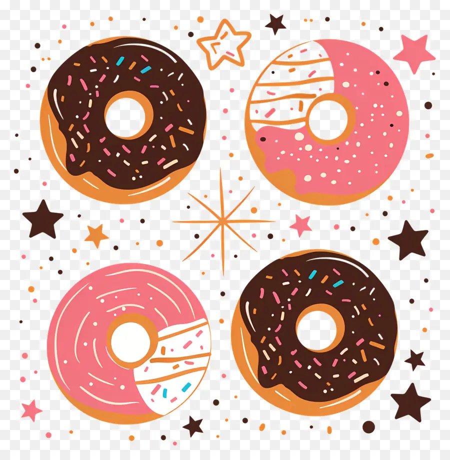 Donuts E Estrelas，Doughnuts PNG