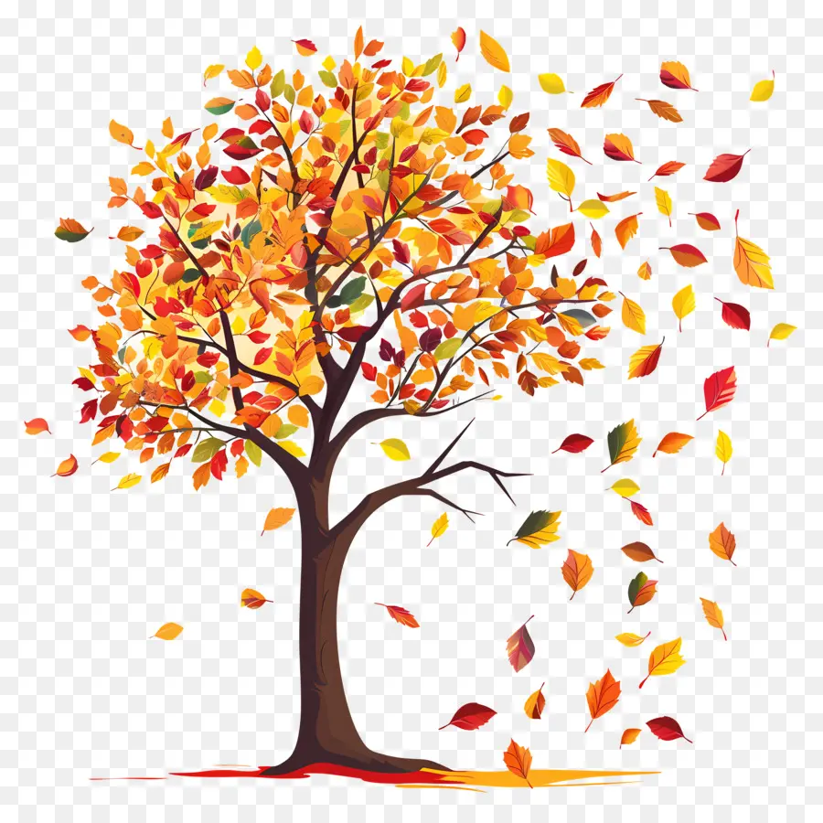 Autumn Tree，Folhas Caindo PNG