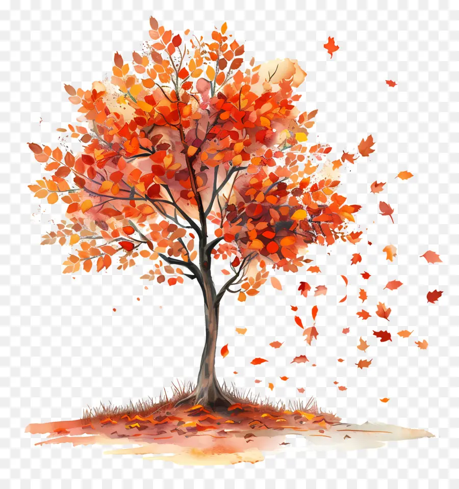 Autumn Tree，Folhas Caindo PNG