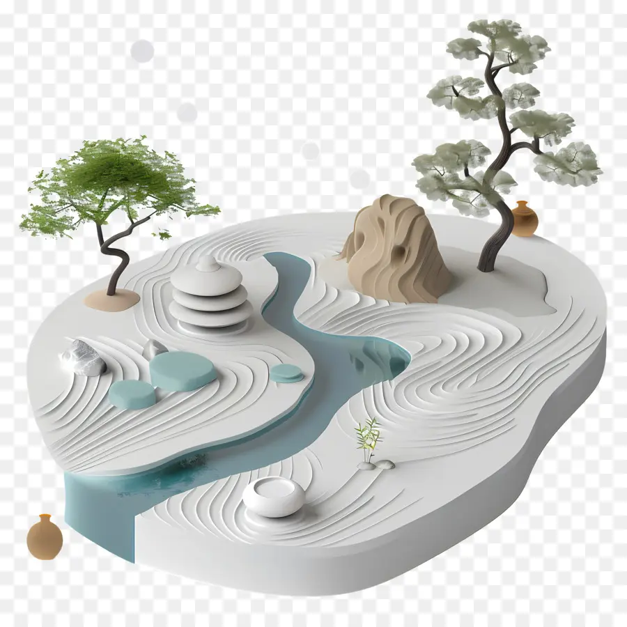Jardim Zen，Modelo De Papel PNG